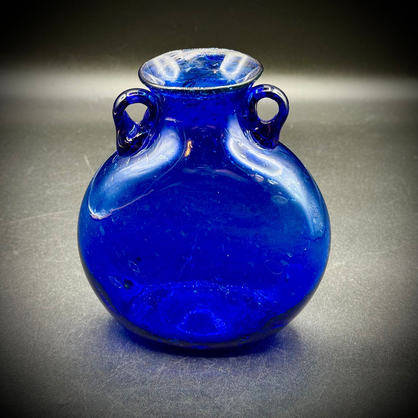 Vintage Cobalt Blue Blown Glass Vase Egypt