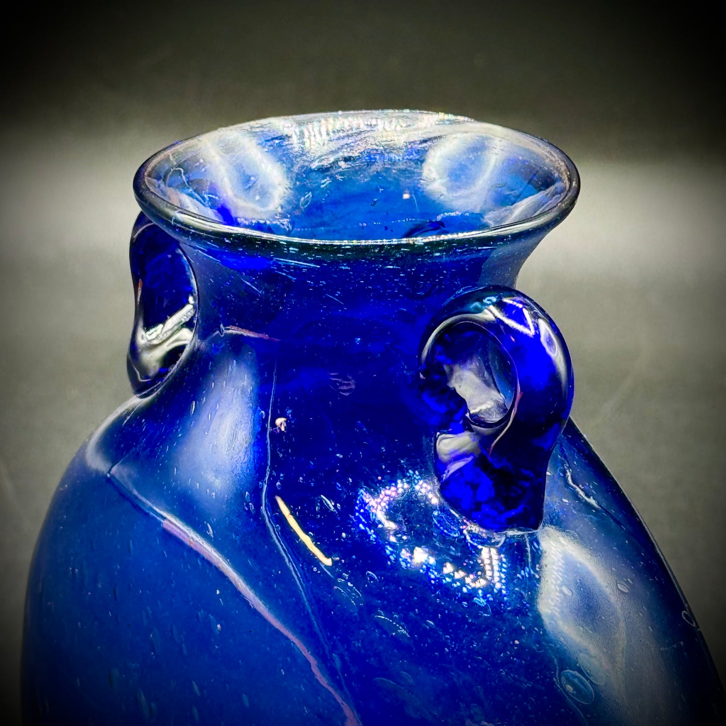 Vintage Cobalt Blue Blown Glass Vase Egypt