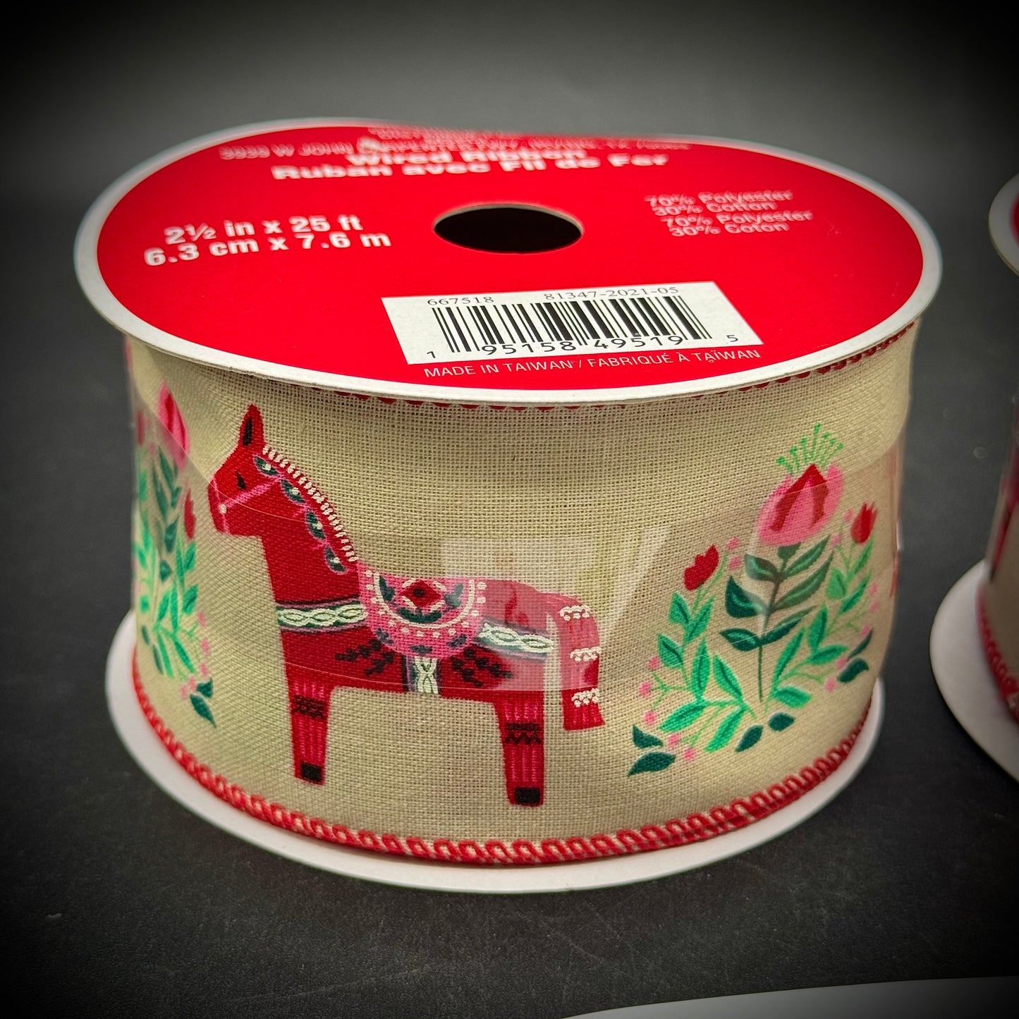 Swedish Dala Horse Motif Ribbon & Dish