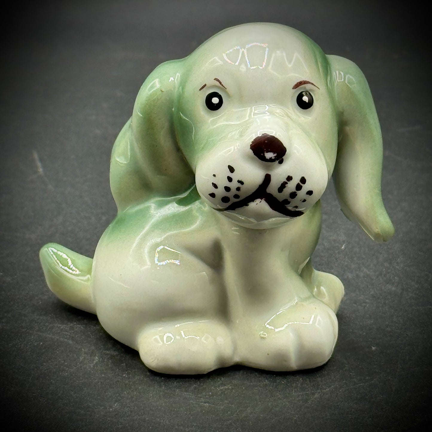 Vintage Nanco Adorable Sage Green Puppy Figurine