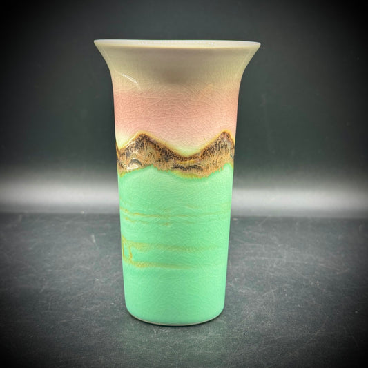Artist Signed Pastel Color Southwest Motif Vase