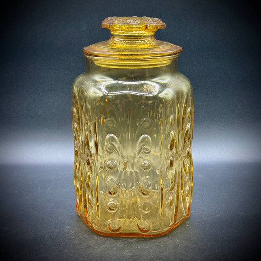 Vintage L.E. Smith Atterburg Amber Lidded Canister