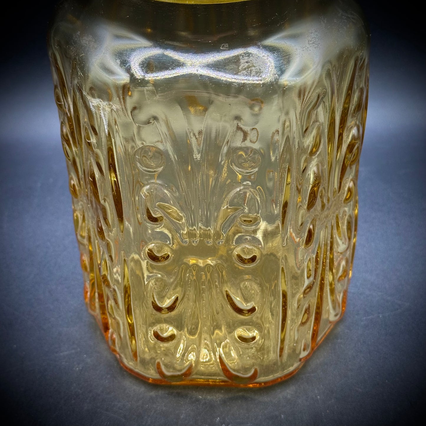 Vintage L.E. Smith Atterburg Amber Lidded Canister