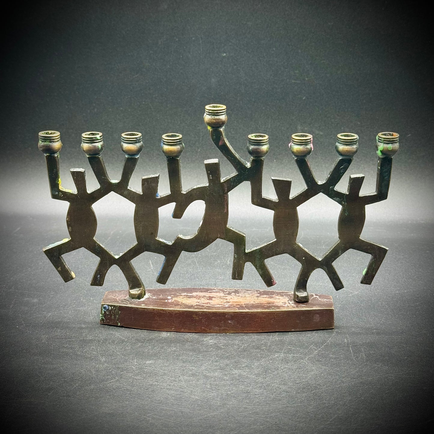 Vintage Biedermann Metal Modern Figural Menorah - Made in India