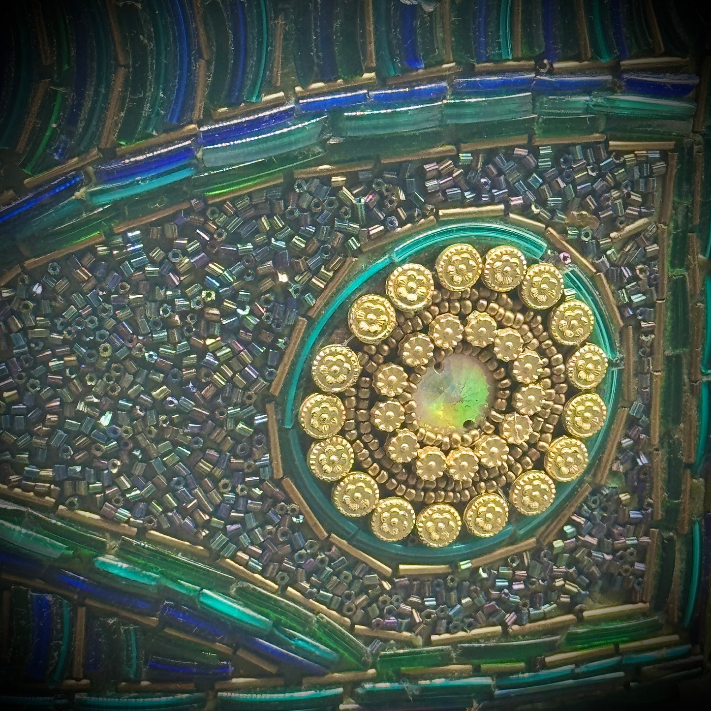 Colorful Beaded Box with Peacock Motif