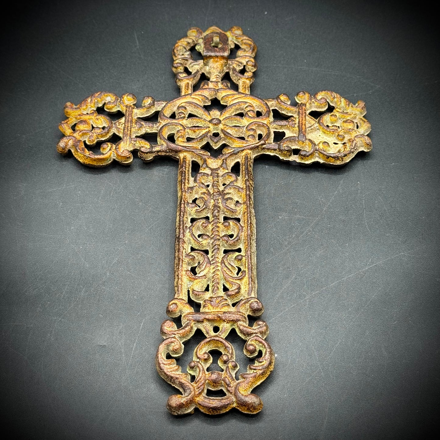 Heavy Modern Gothic Metal Hanging Cross