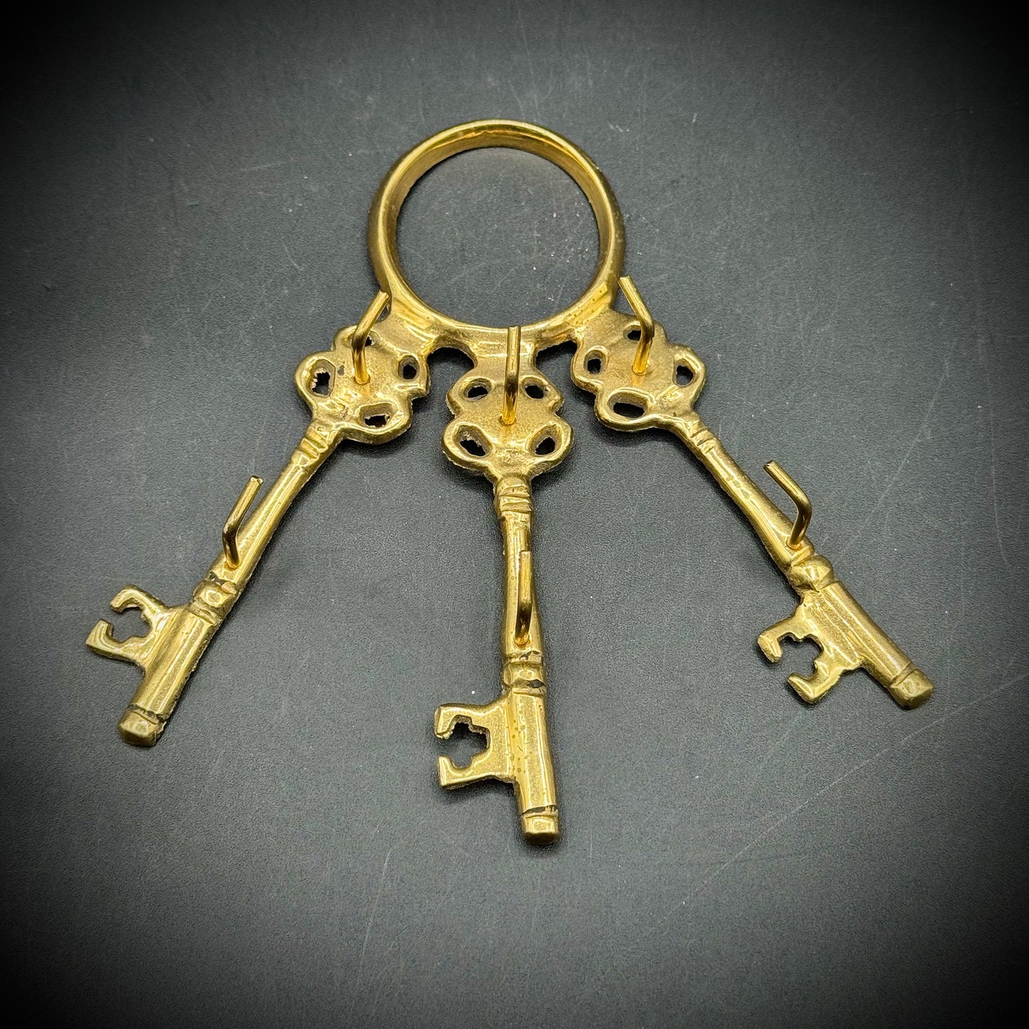 Vintage Brass Skeleton Key Motif Key Hook