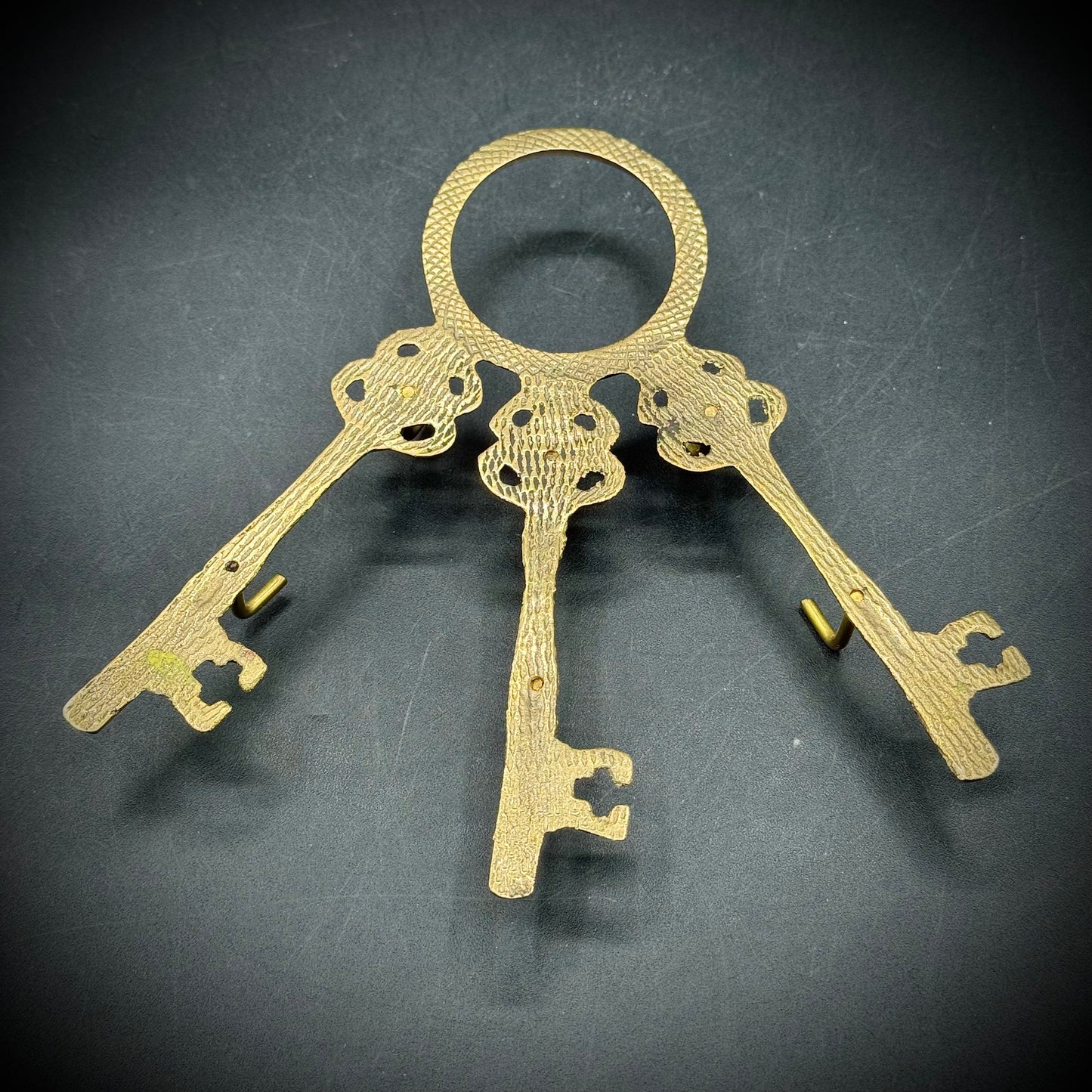 Vintage Brass Skeleton Key Motif Key Hook