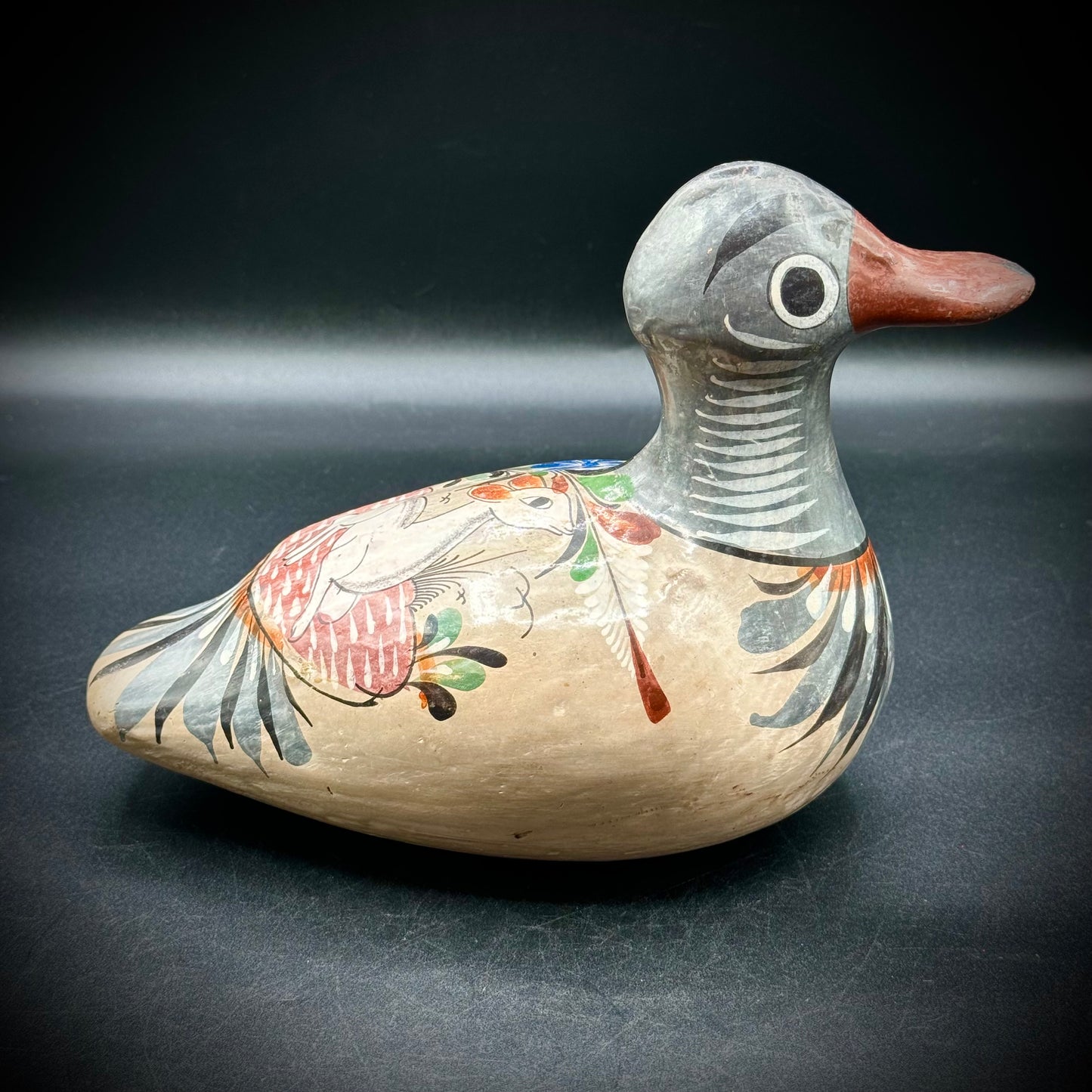 Vintage Mexican Pottery Tonala Duck