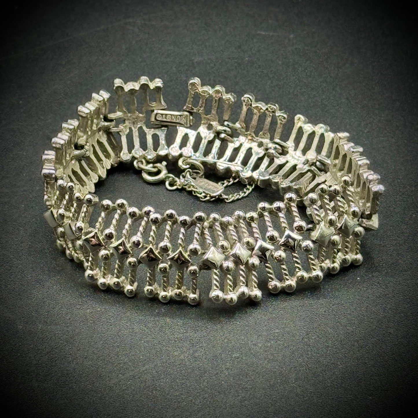 Vintage Monet Brutalist Bracelet with Safety Chain