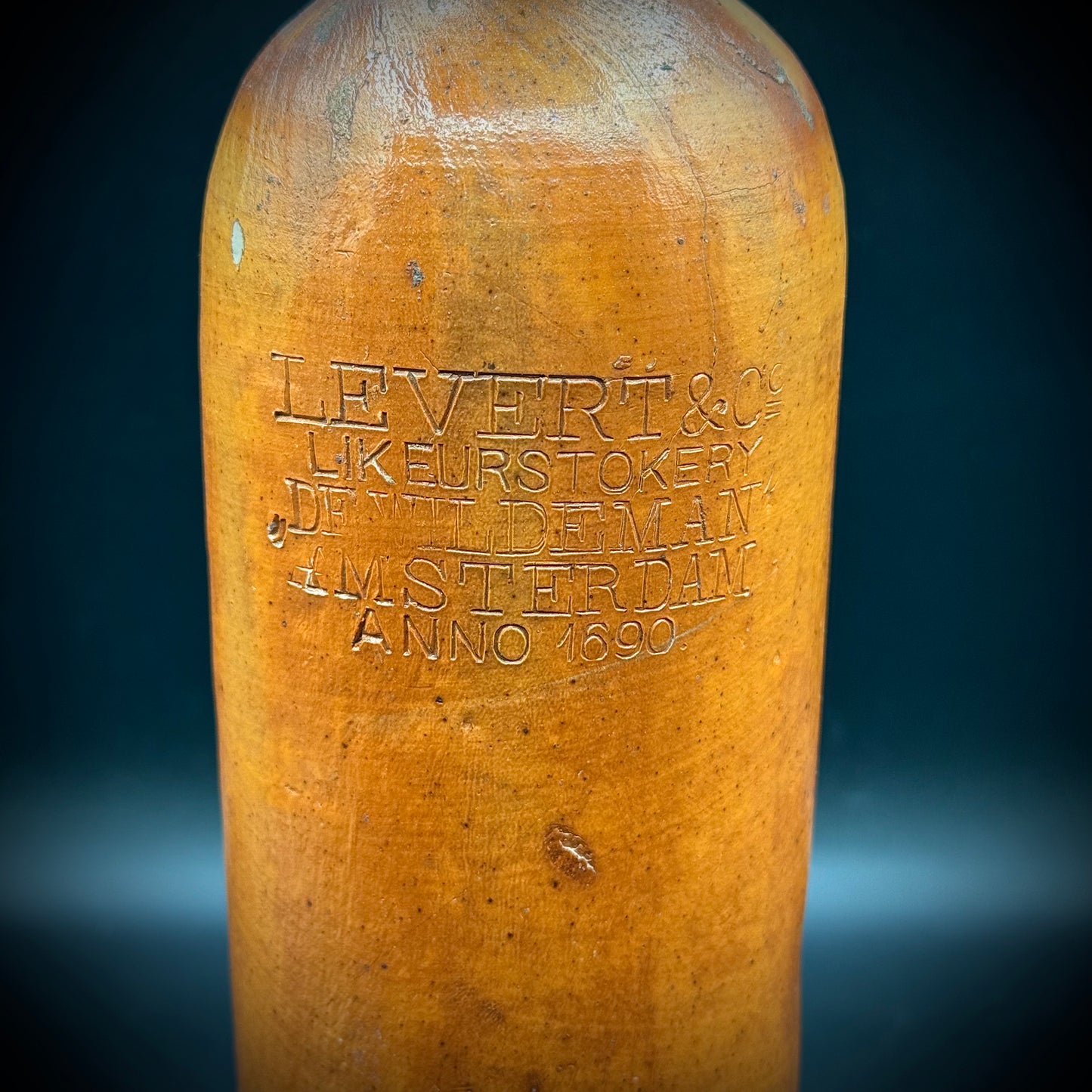 Antique 1890 Large Stoneware Bottle/Jug Levant & Co. Amsterdam