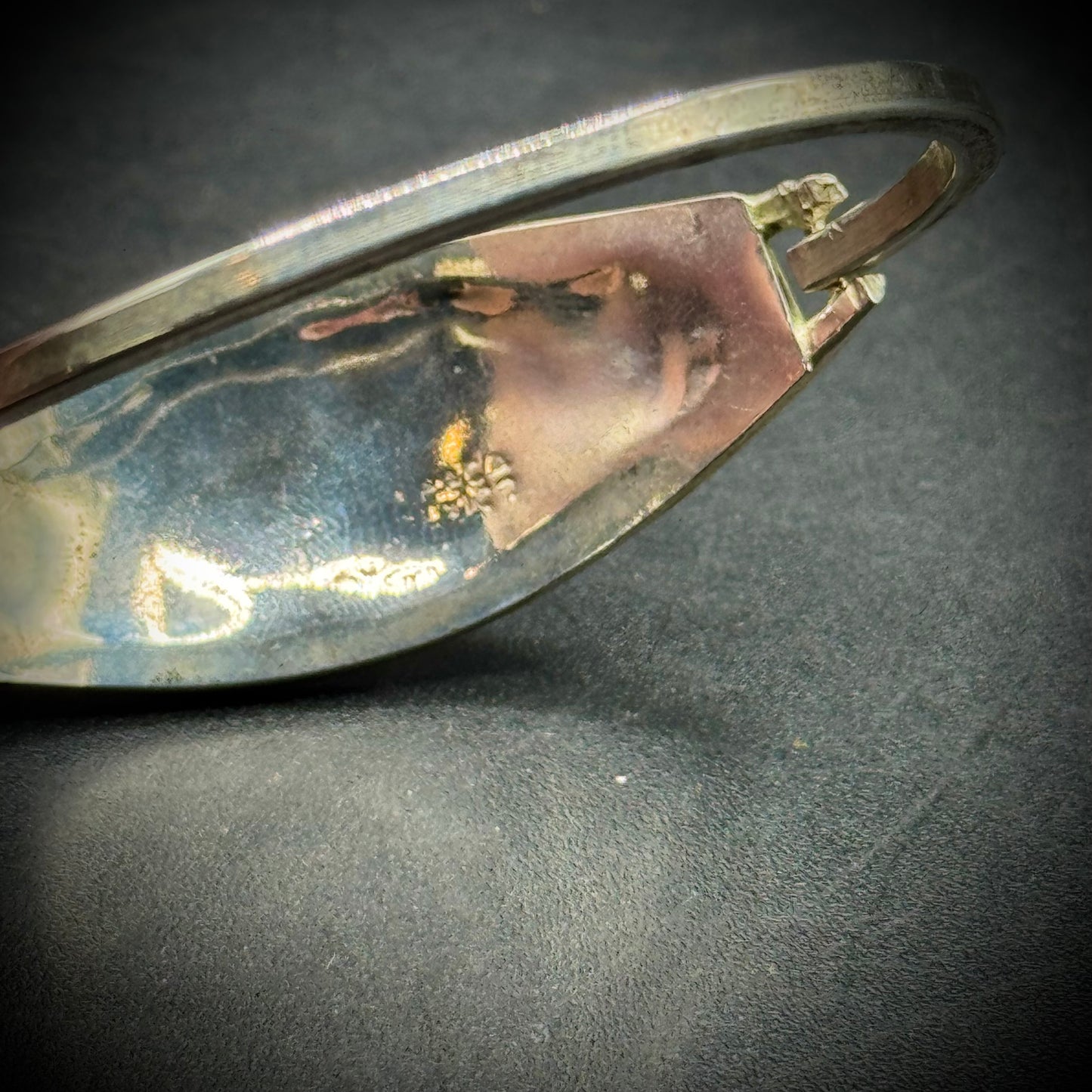 Vintage Alpaca Silver Bracelet with Onyx & Abalone