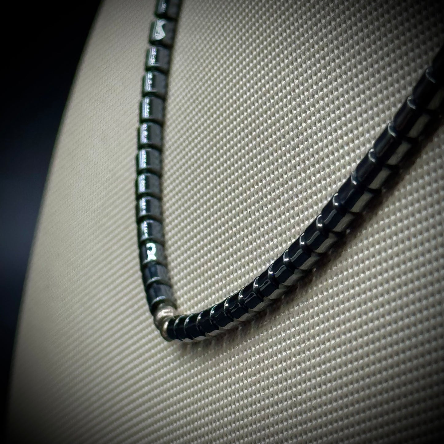 Hematite & Silver Tone Accent Necklace with Shepherd's Hook Clasp