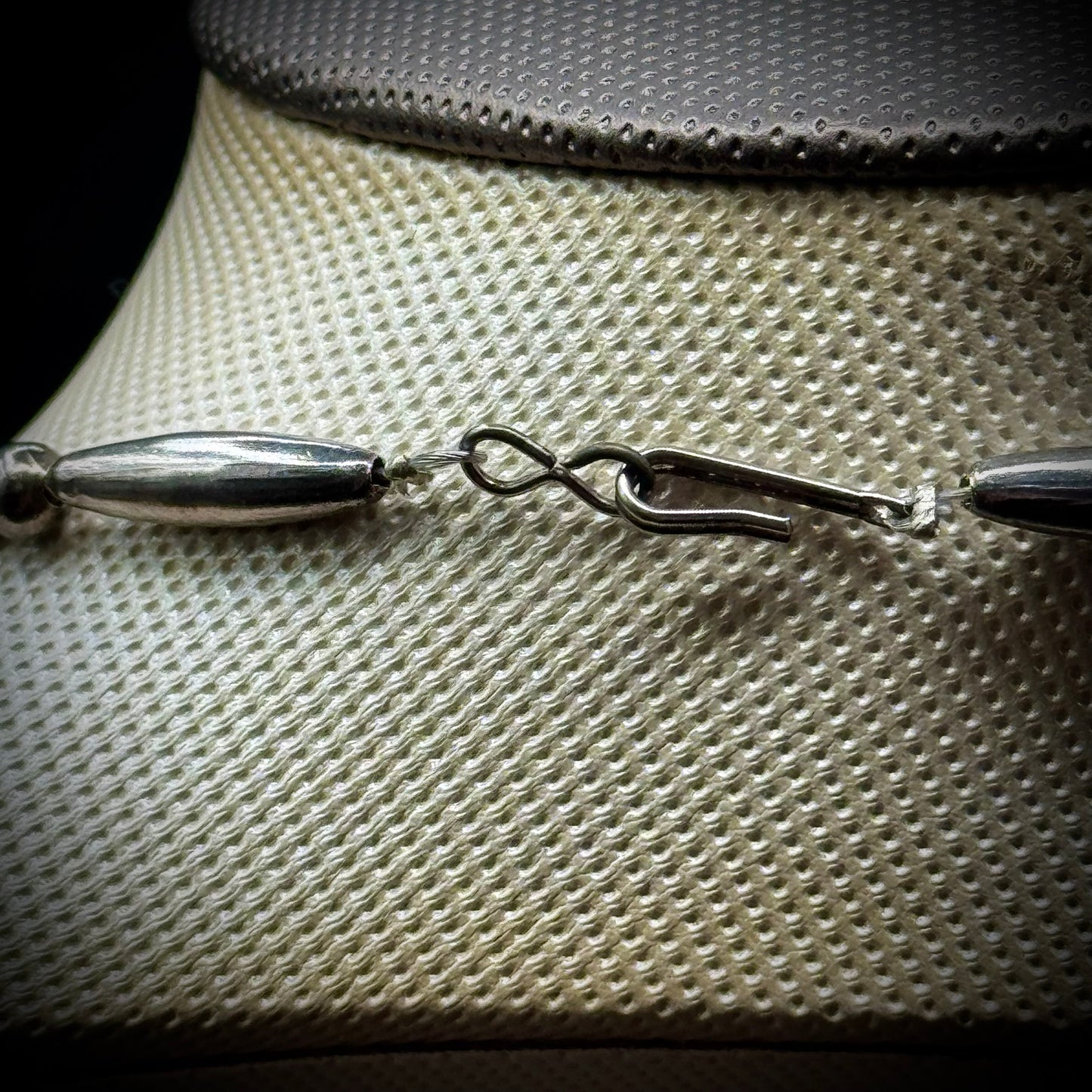 Hematite & Silver Tone Accent Necklace with Shepherd's Hook Clasp