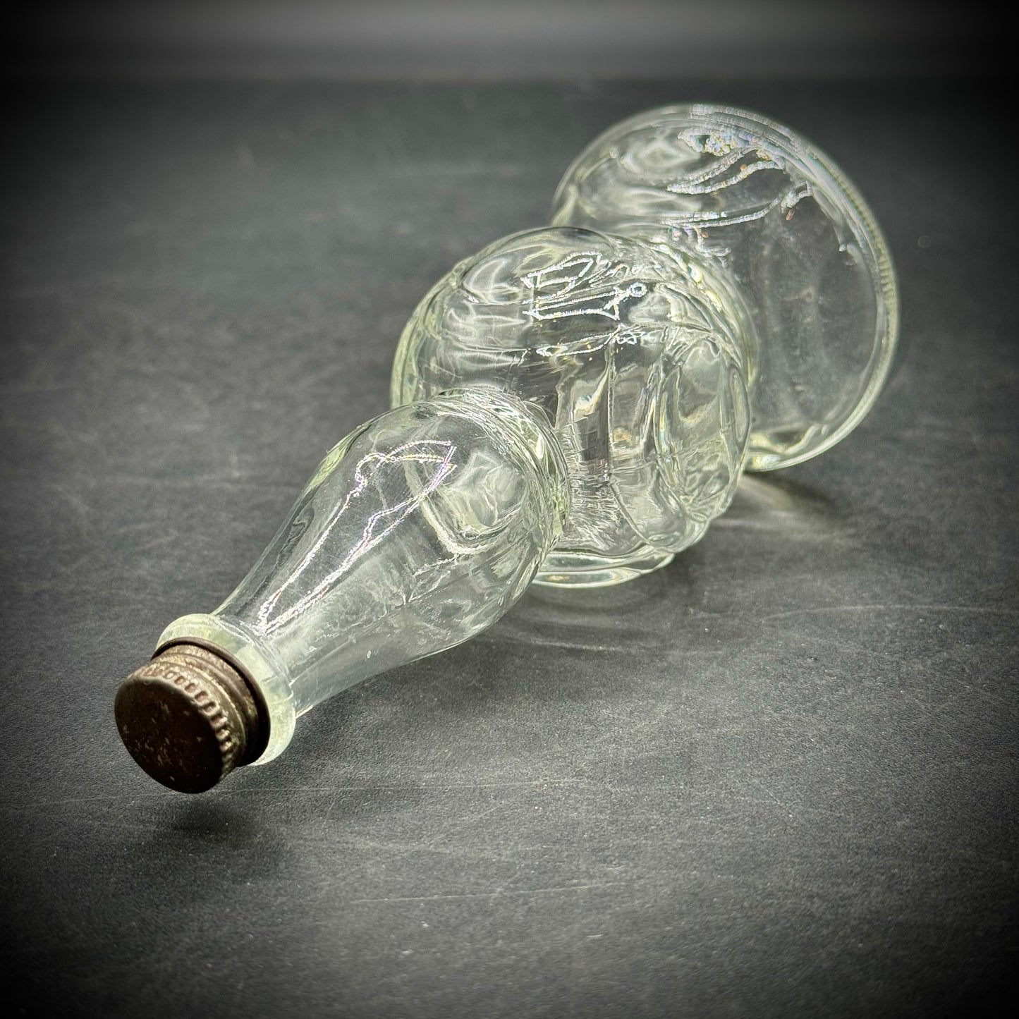 Vintage Glass Bottle w/Metal Cap