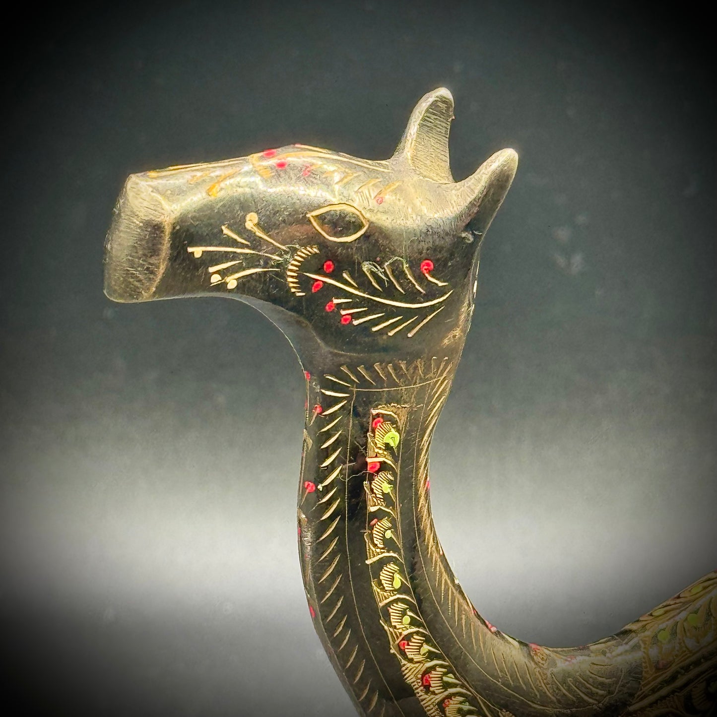 Vintage Egyptian Etched Brass Ornate Camel Figurine