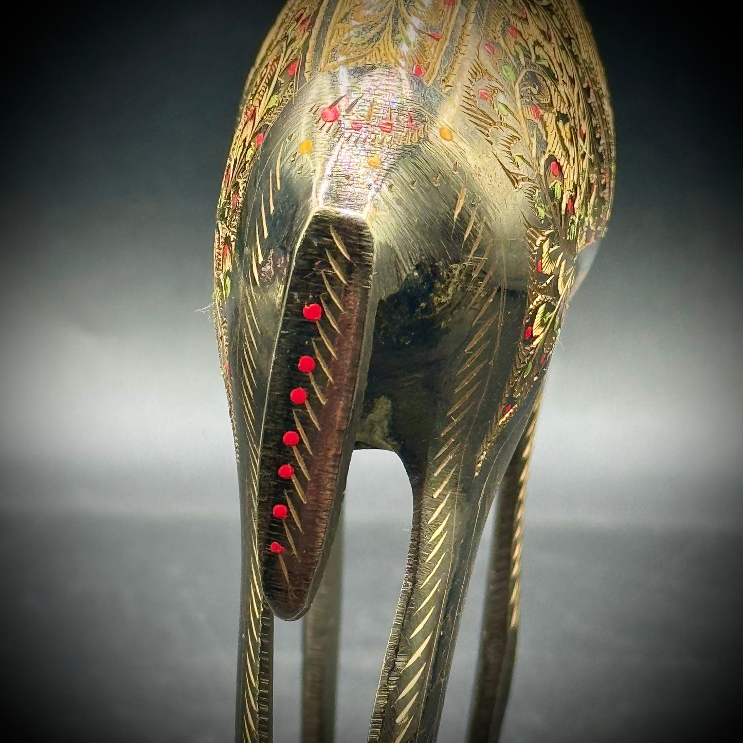 Vintage Egyptian Etched Brass Ornate Camel Figurine