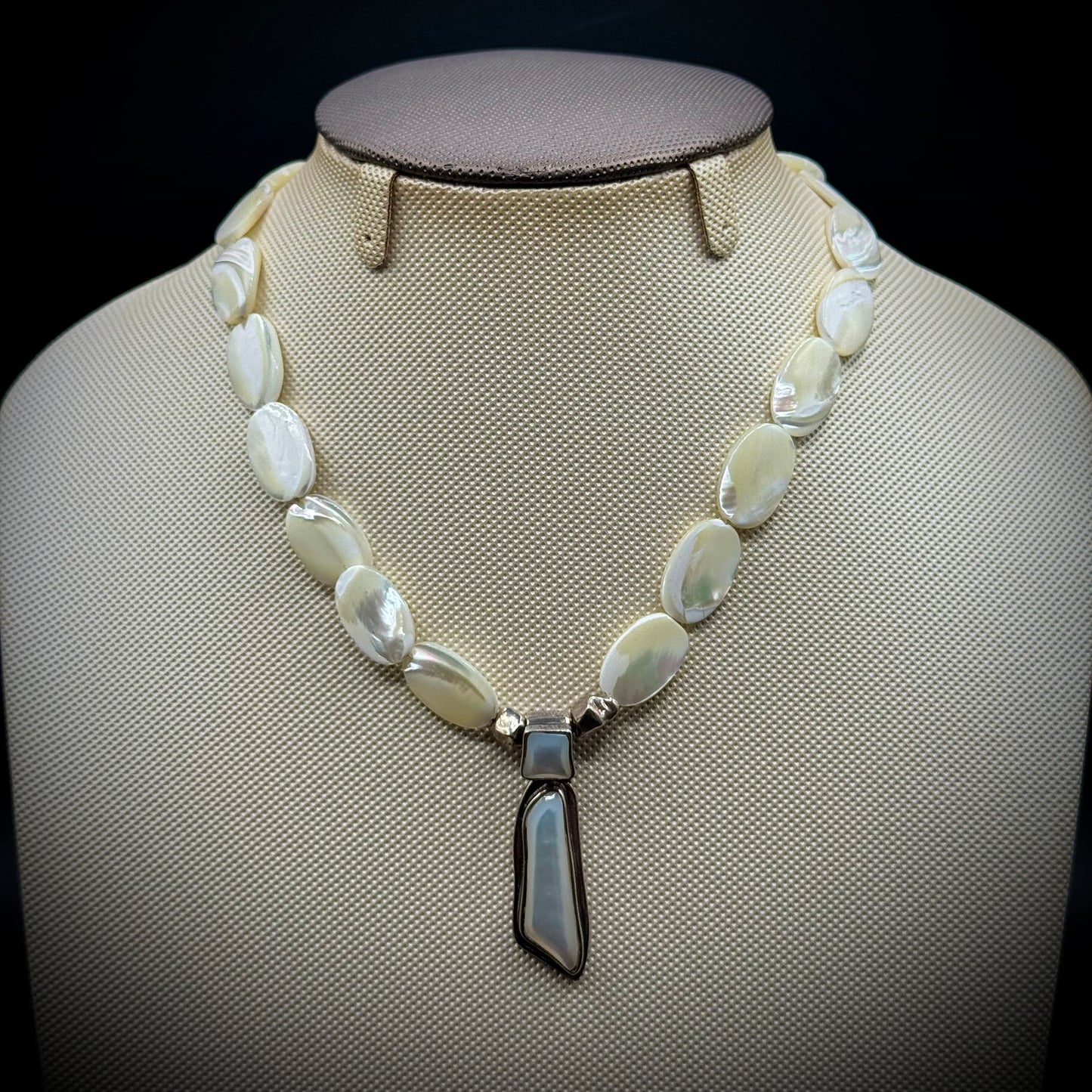 Incredible Mother of Pearl & .925 Sterling Silver Necklace