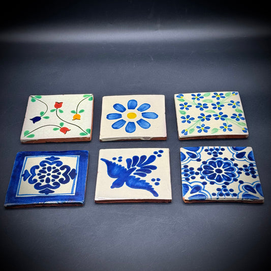 Set of 6 Vintage Hand Painted Tiles