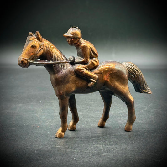 Vintage Copper Plated Jockey on Horse
