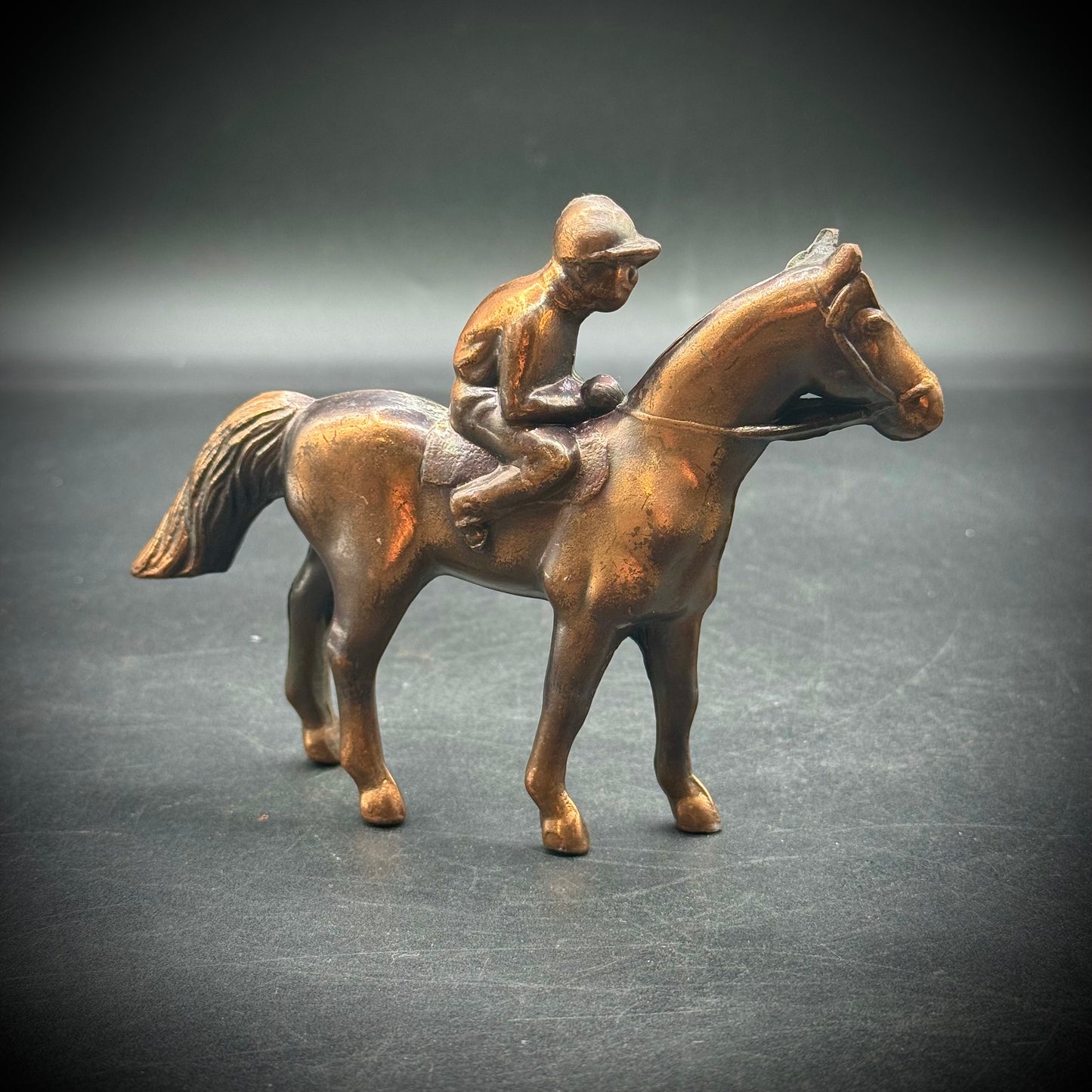 Vintage Copper Plated Jockey on Horse