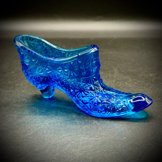 Vintage Fenton Cobalt Blue Glass Shoe