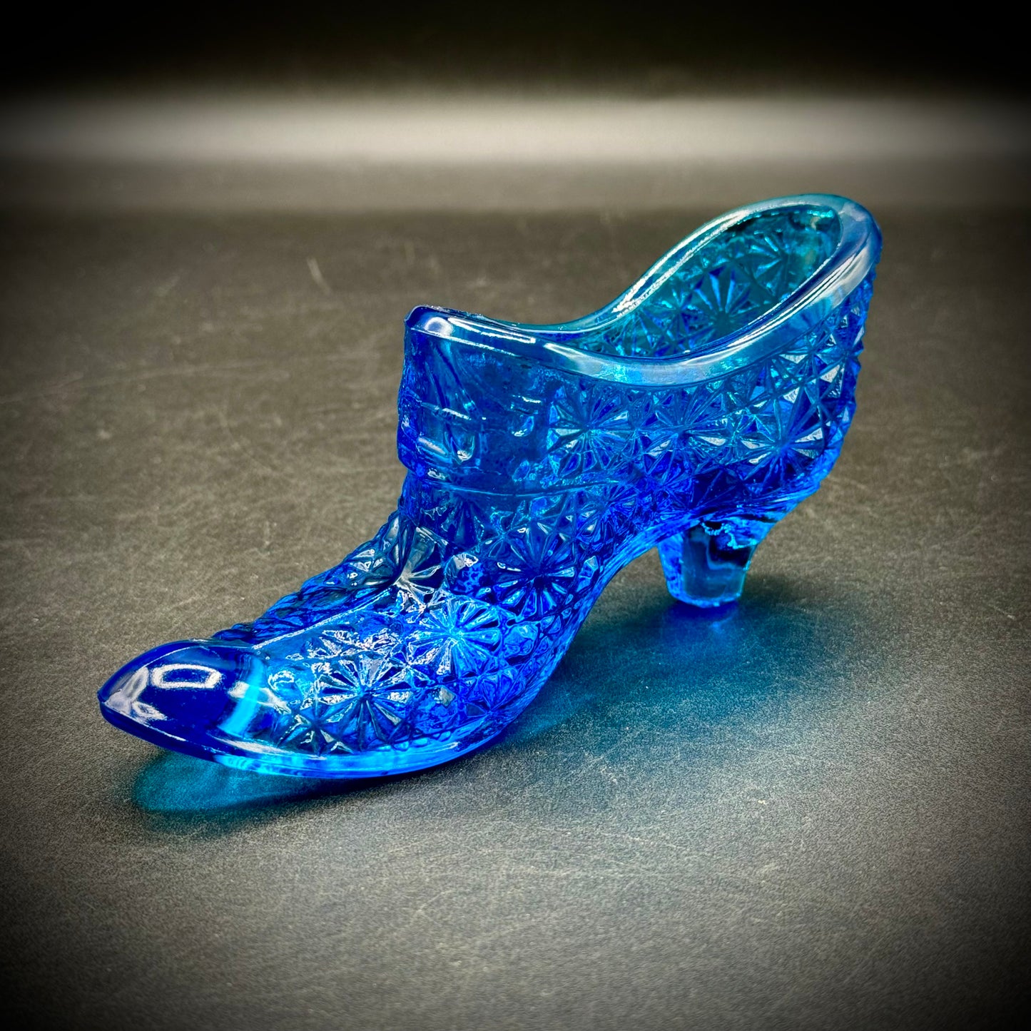 Vintage Fenton Cobalt Blue Glass Shoe