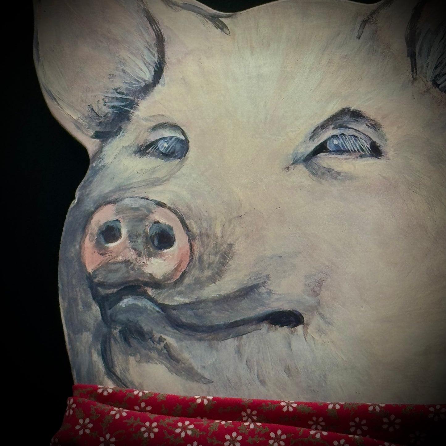 Artist Annie Phinehart Vintage Painted Wood Pig Hanger - Made in Rhode Island
