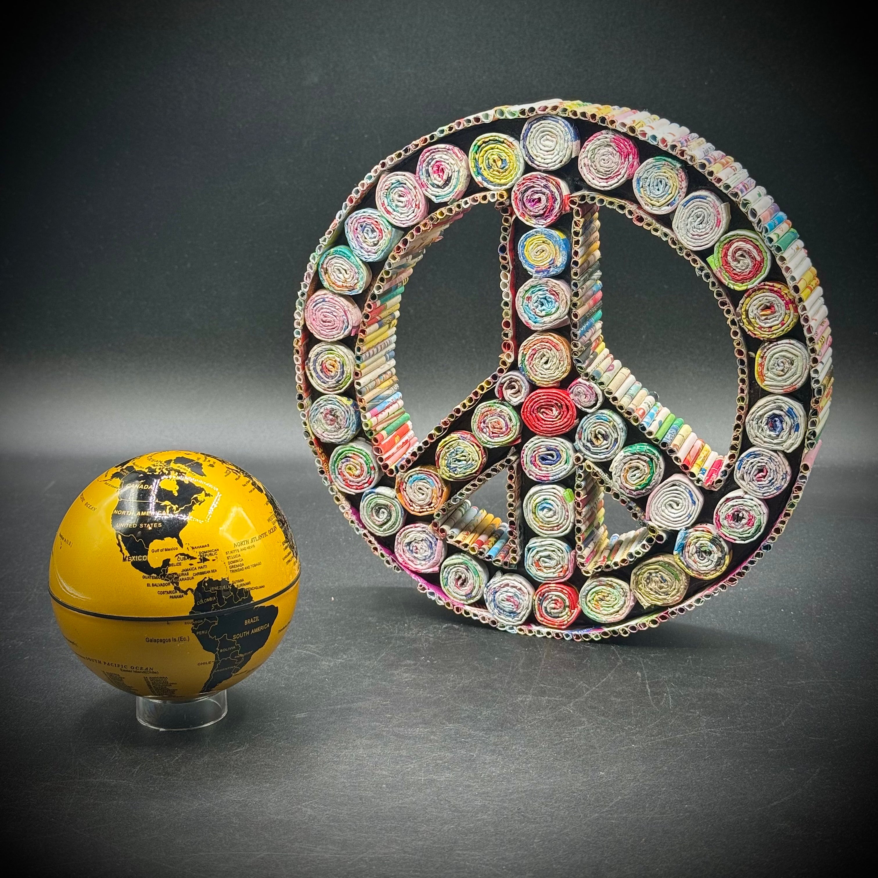 Sign Pickers World Peace! Magnetic Globe and Recycled Magazine Peace Sign – Picker ...