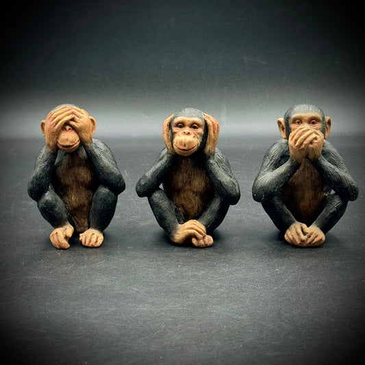 Highly Detailed "See No Evil, Hear No Evil, Speak No Evil" Monkey Figurine Set