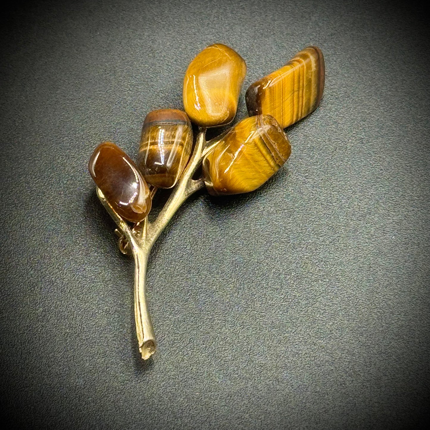 Vintage Tiger Eye Branch Motif Brooch