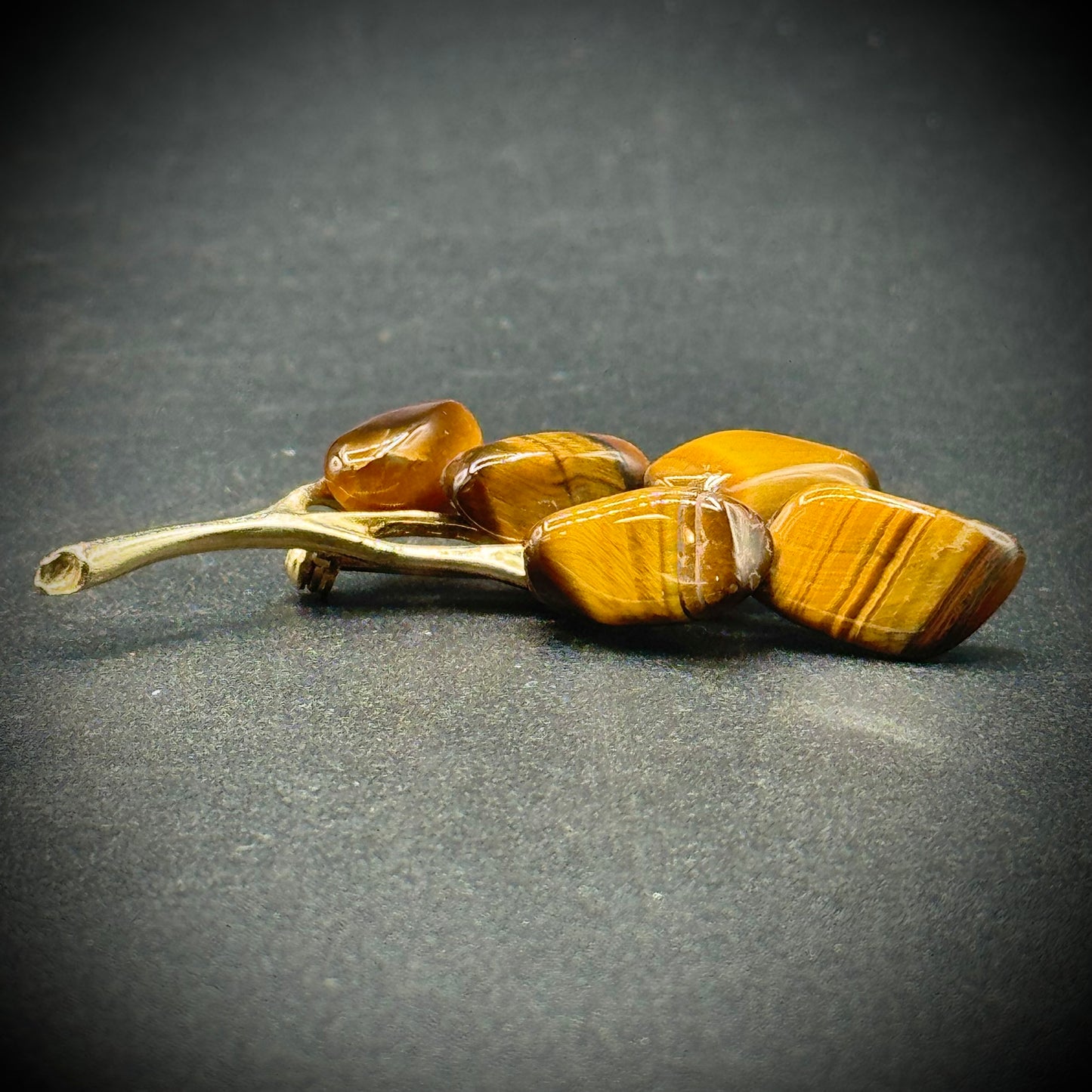 Vintage Tiger Eye Branch Motif Brooch