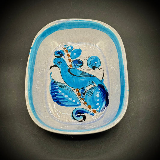 Tonala Rounded Edge Rectangle Bird Dish Signed Mexico