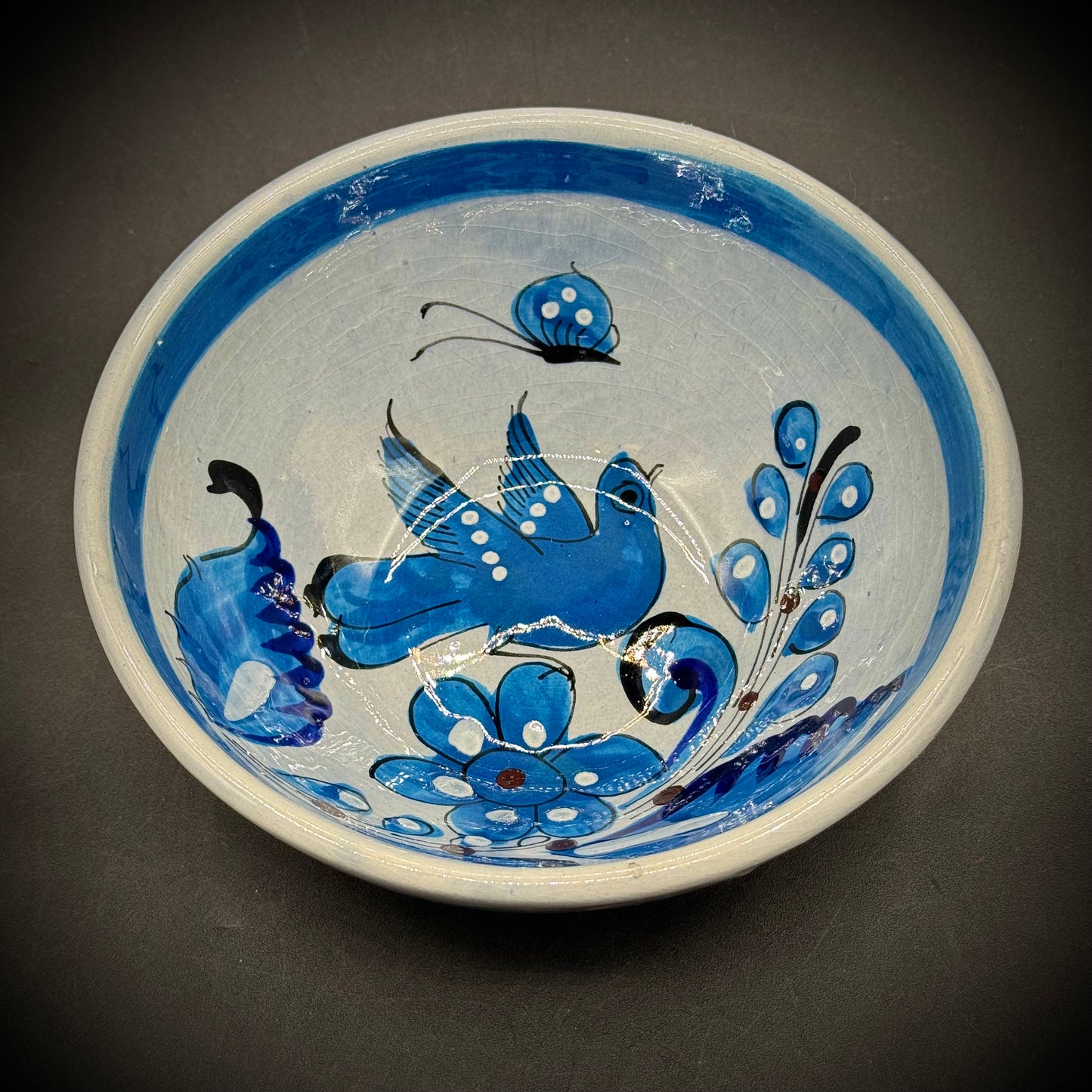 Signed Tonala Mexico Bird Motif Bowl