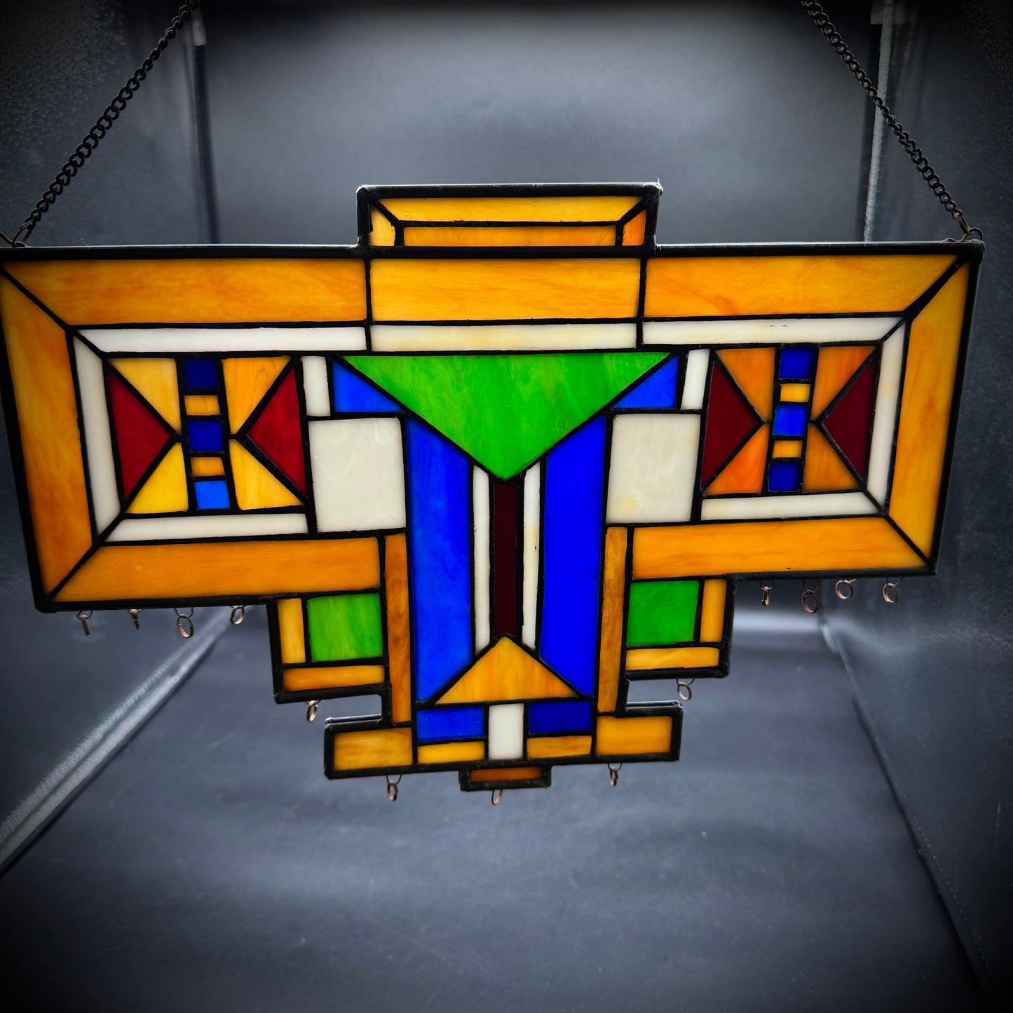 Vintage Frank Lloyd Wright Style Stained Glass Sun Catcher