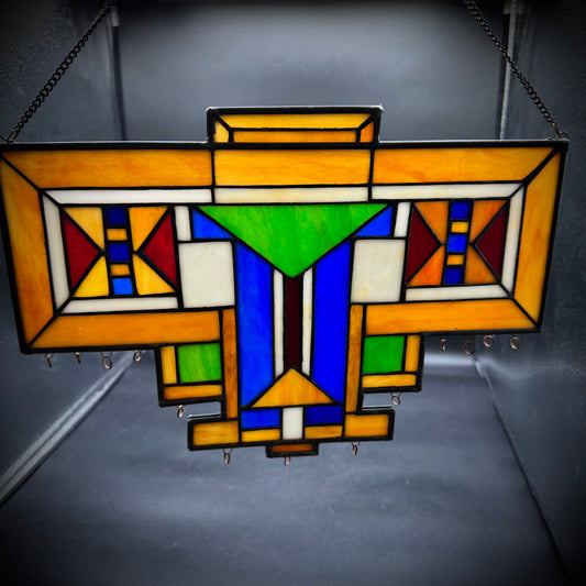 Vintage Frank Lloyd Wright Style Stained Glass Sun Catcher