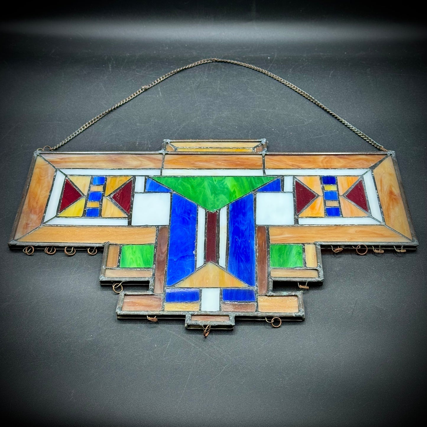 Vintage Frank Lloyd Wright Style Stained Glass Sun Catcher