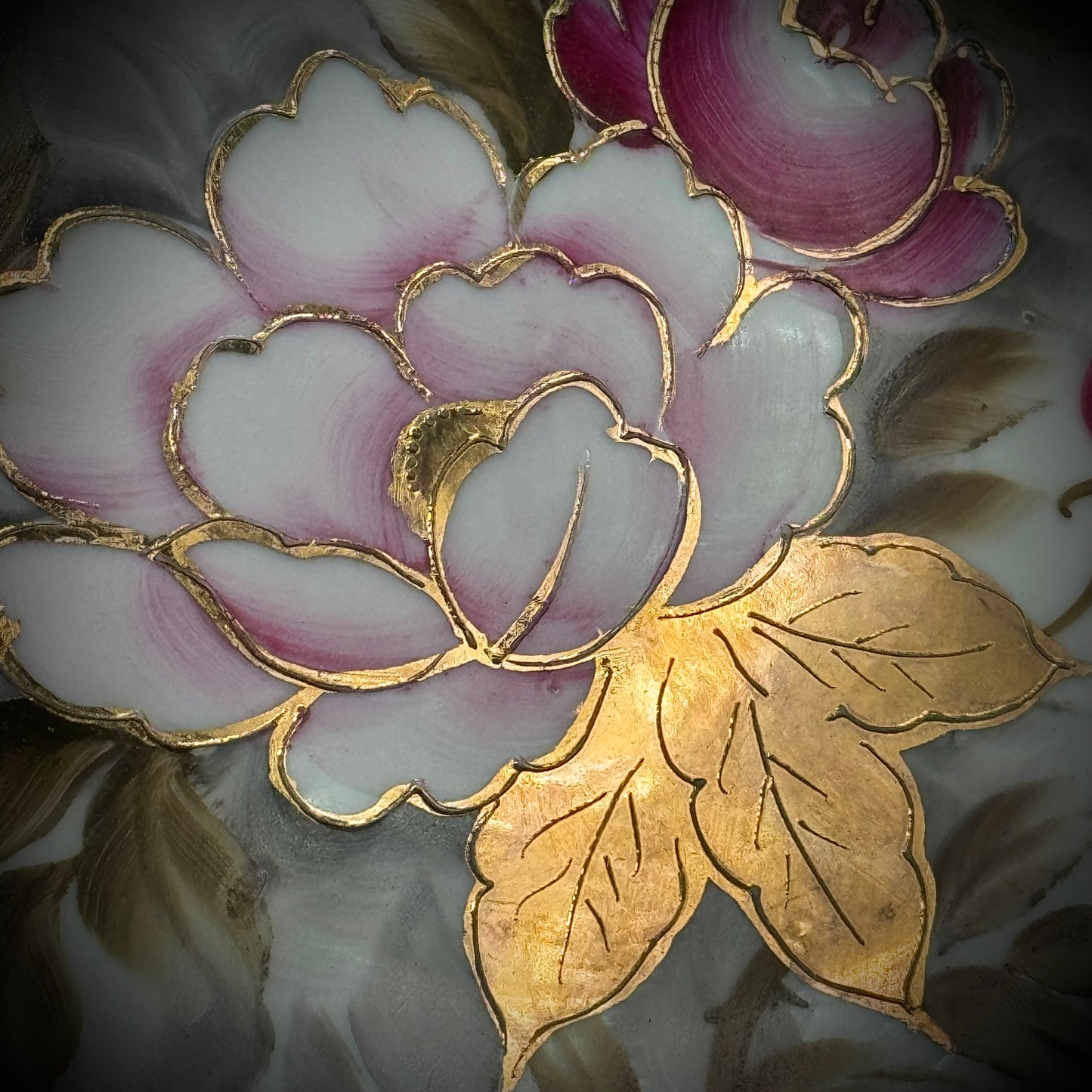 Vintage Norcrest Japan Painted Flower with Gold Accent Dish