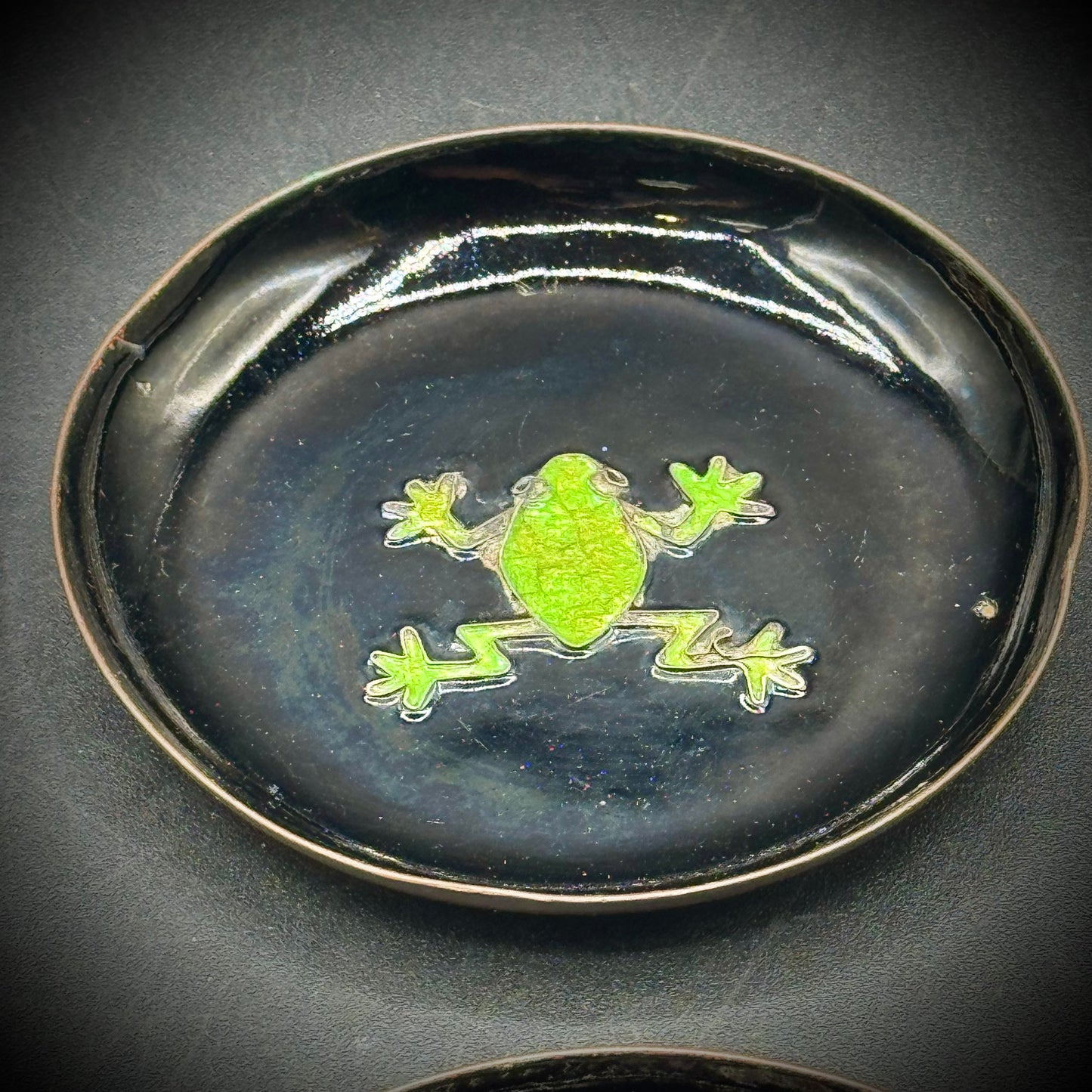 Set of 4 Vintage Metal & Enamel Germany Small Dishes