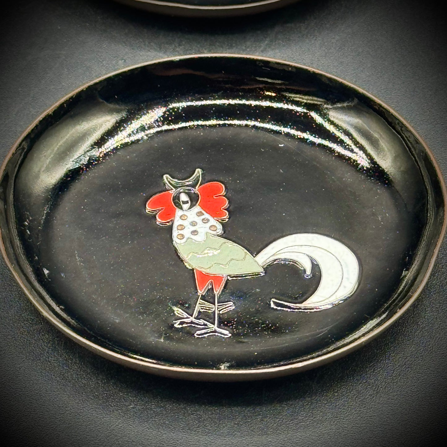 Set of 4 Vintage Metal & Enamel Germany Small Dishes