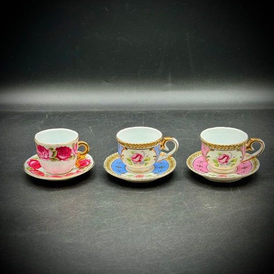 Set of 3 Victoria's Garden Tea Cups & Saucers