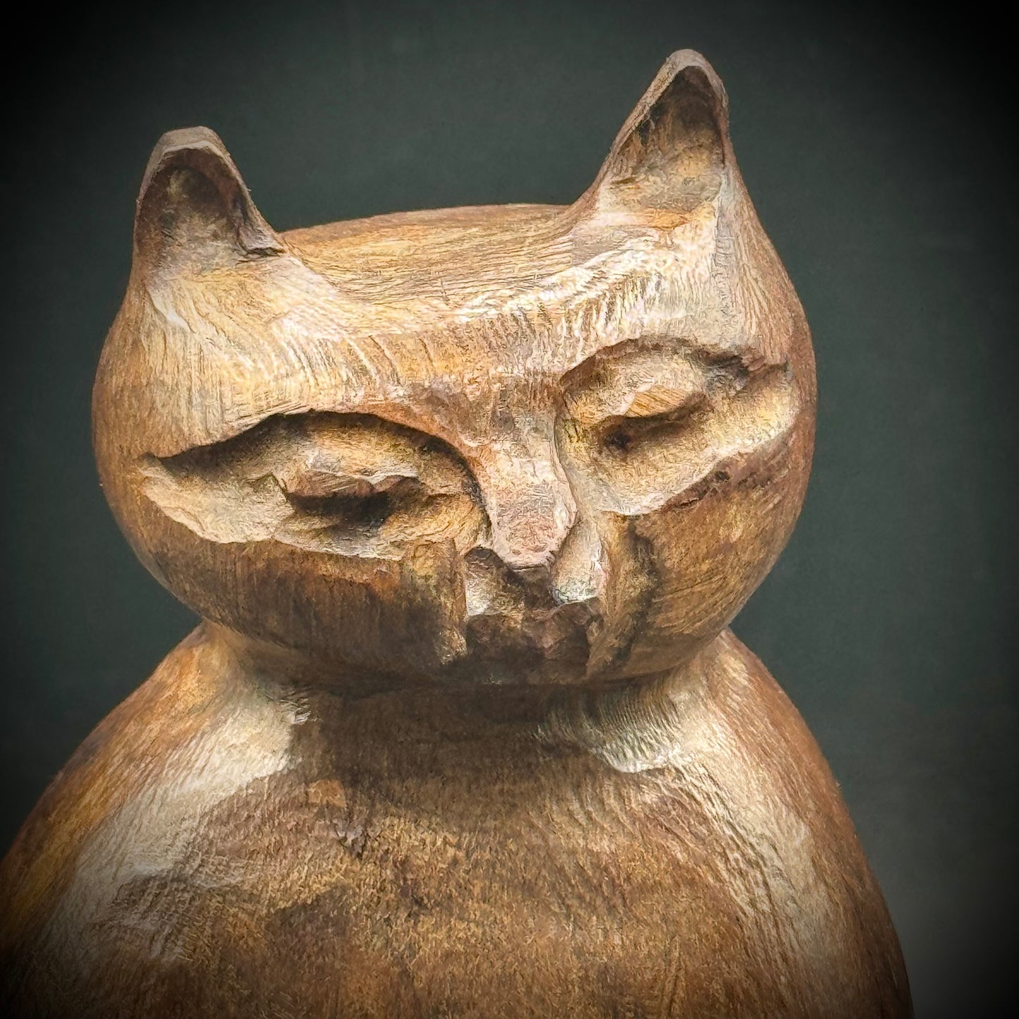 Carved Wood Folk Art Cat