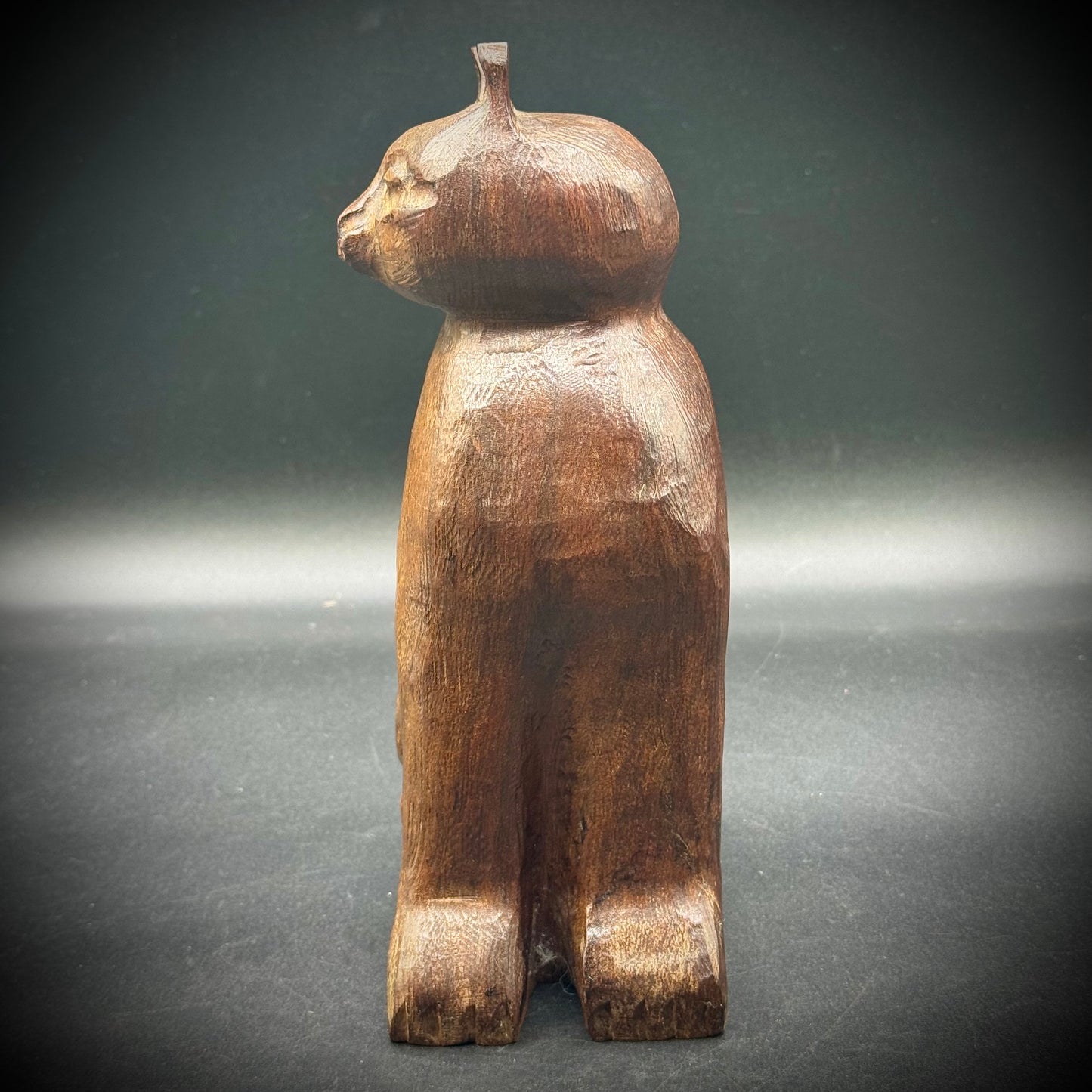 Carved Wood Folk Art Cat