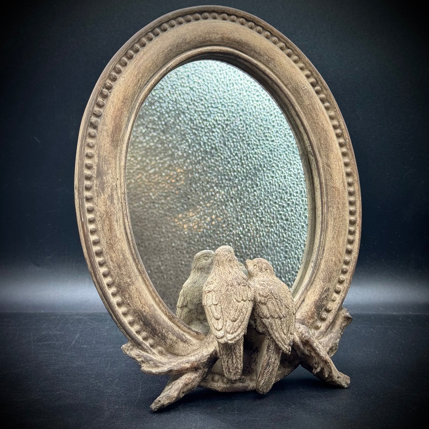 Adorable Standing Mirror with Bird Reflection Motif