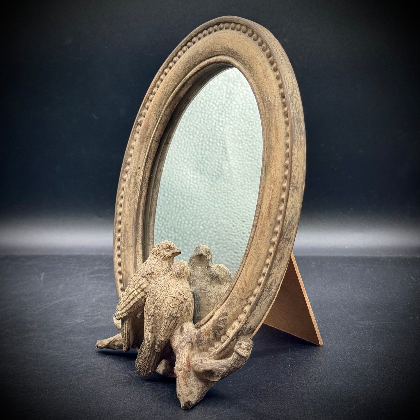 Adorable Standing Mirror with Bird Reflection Motif