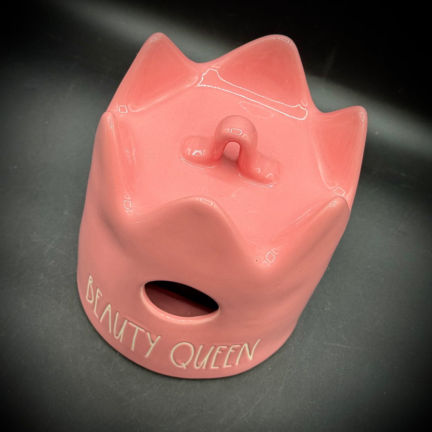 Rae Dunn "Beauty Queen" Pink Crown Bird House Feeder