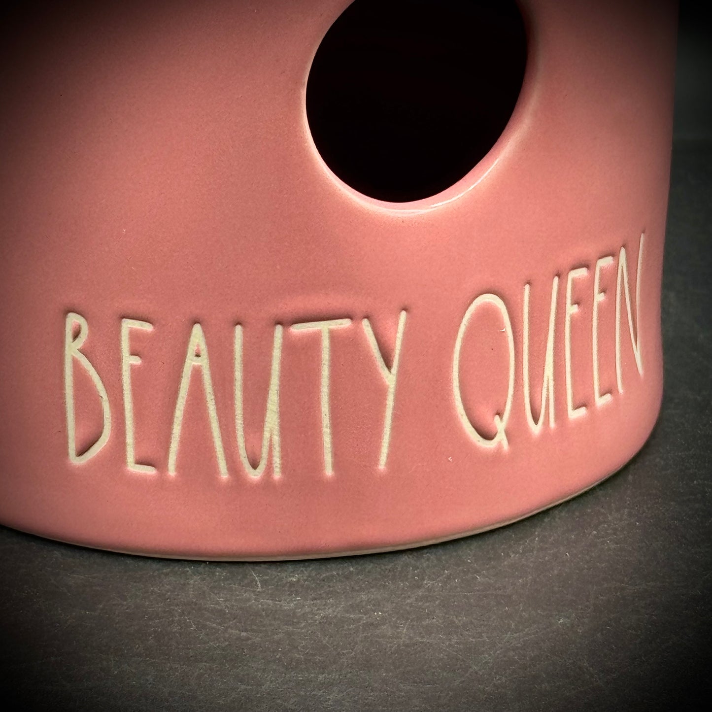 Rae Dunn "Beauty Queen" Pink Crown Bird House Feeder