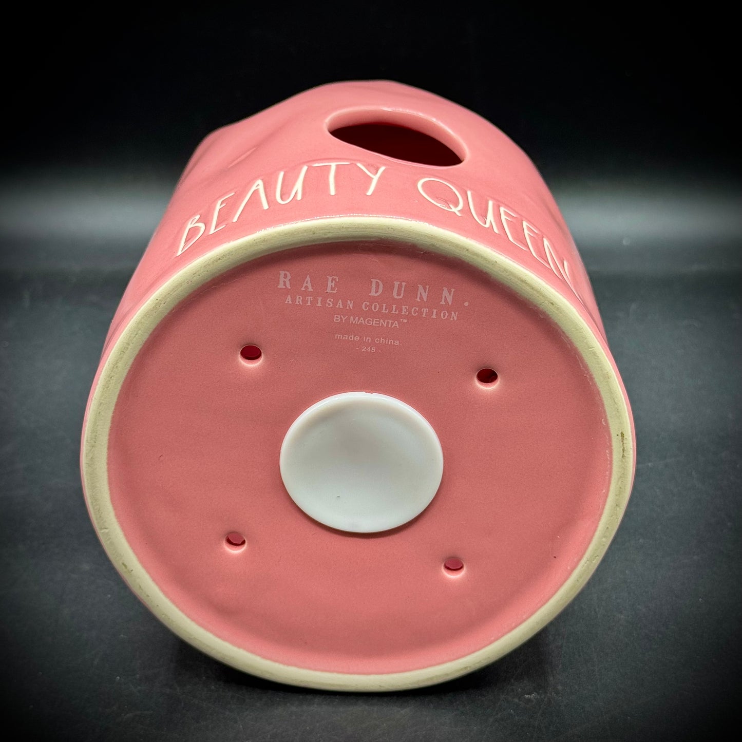 Rae Dunn "Beauty Queen" Pink Crown Bird House Feeder