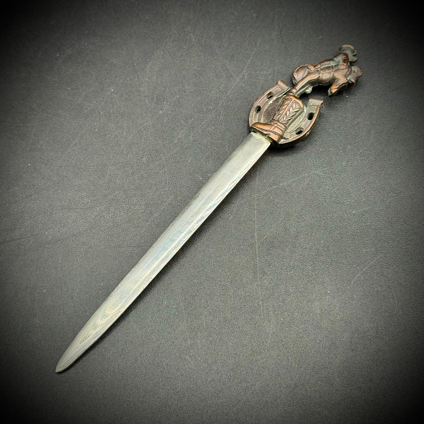 Vintage Cowboy Motif Stainless Steel Letter Opener - Made in Hong Kong