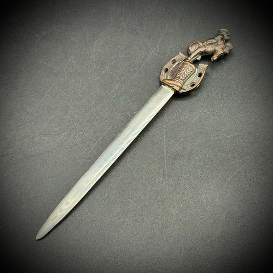 Vintage Cowboy Motif Stainless Steel Letter Opener - Made in Hong Kong